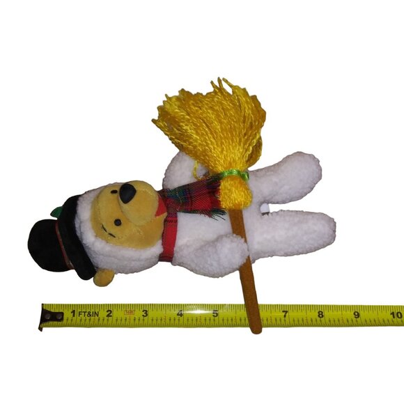 Snowman Pooh Disney Store Stuffed Plush Winnie the Pooh with Broom Bean Bag Toy - Picture 11 of 12